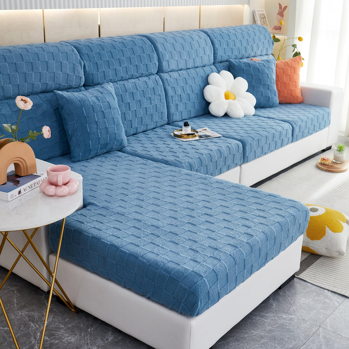 Stretchable Cotton Velvet Sofa Cover Furniture Covers for Pets Slipcovers and Couch Cushion Covers