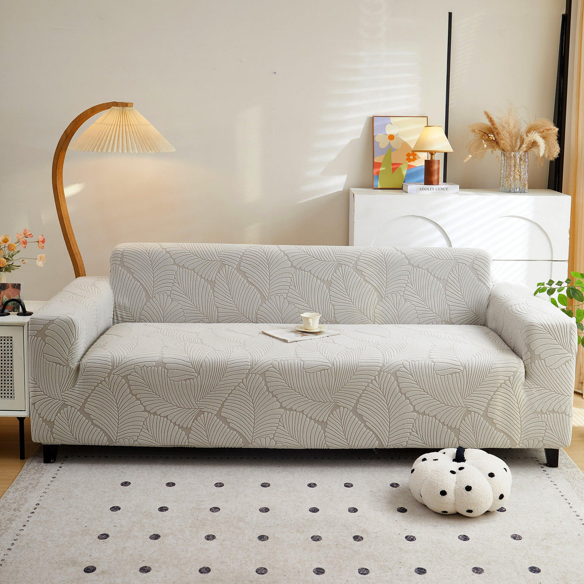 Jacquard Leaf Stretch Sofa Protector Cover Soft Washable Spandex Couch Slipcover