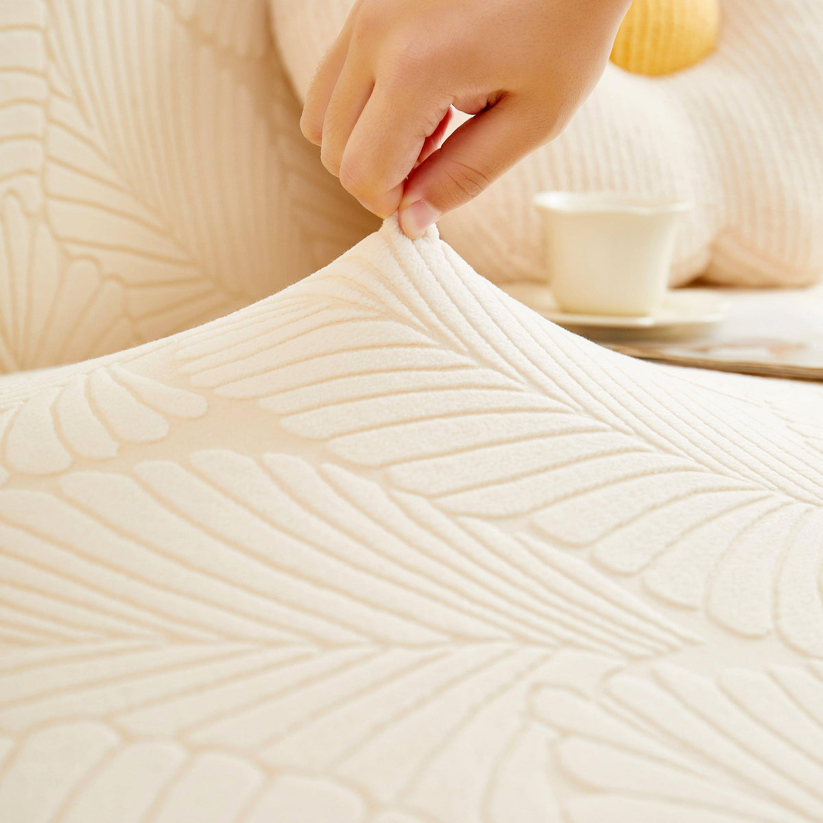 Jacquard Leaf Stretch Sofa Protector Cover Soft Washable Spandex Couch Slipcover