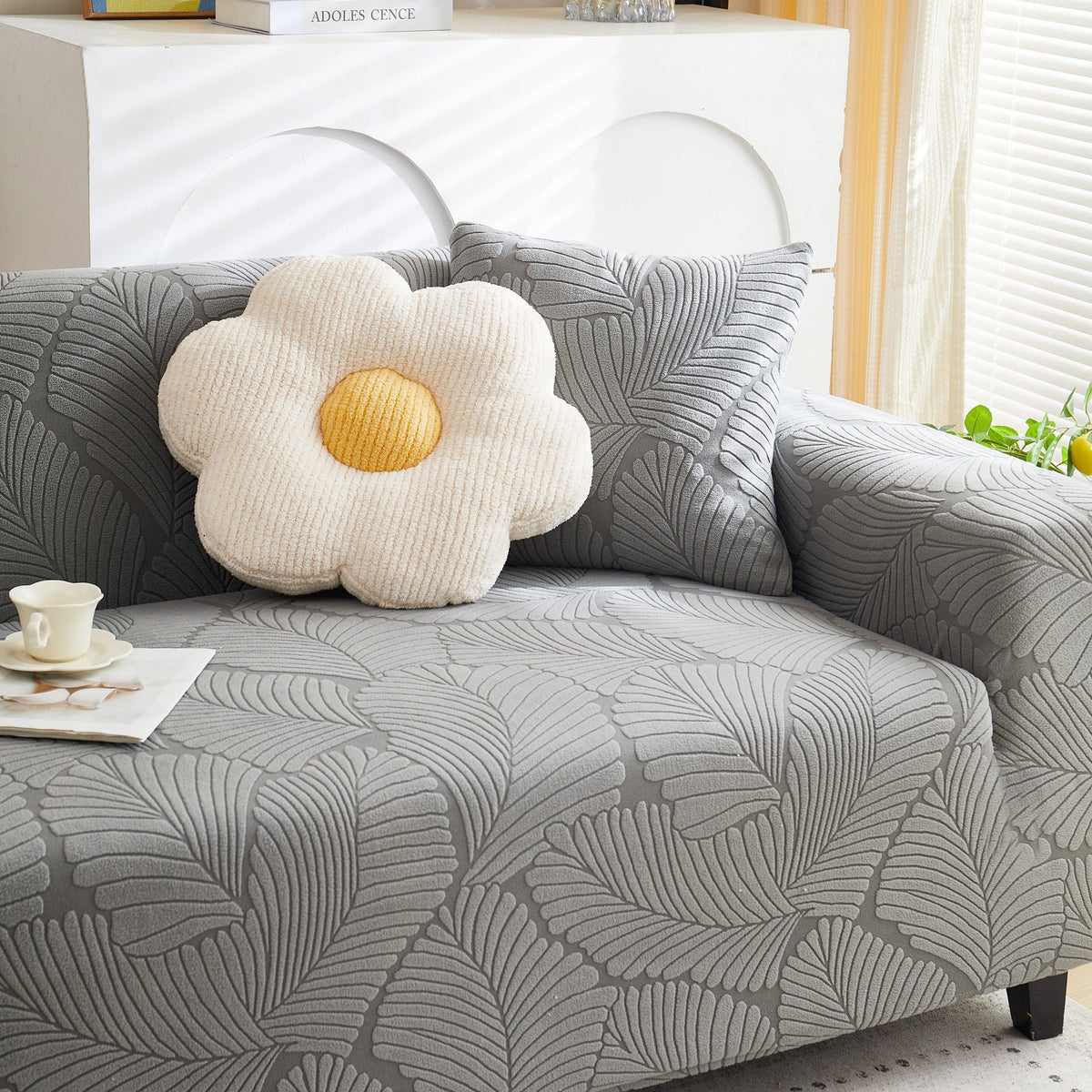 Jacquard Leaf Stretch Sofa Protector Cover Soft Washable Spandex Couch Slipcover