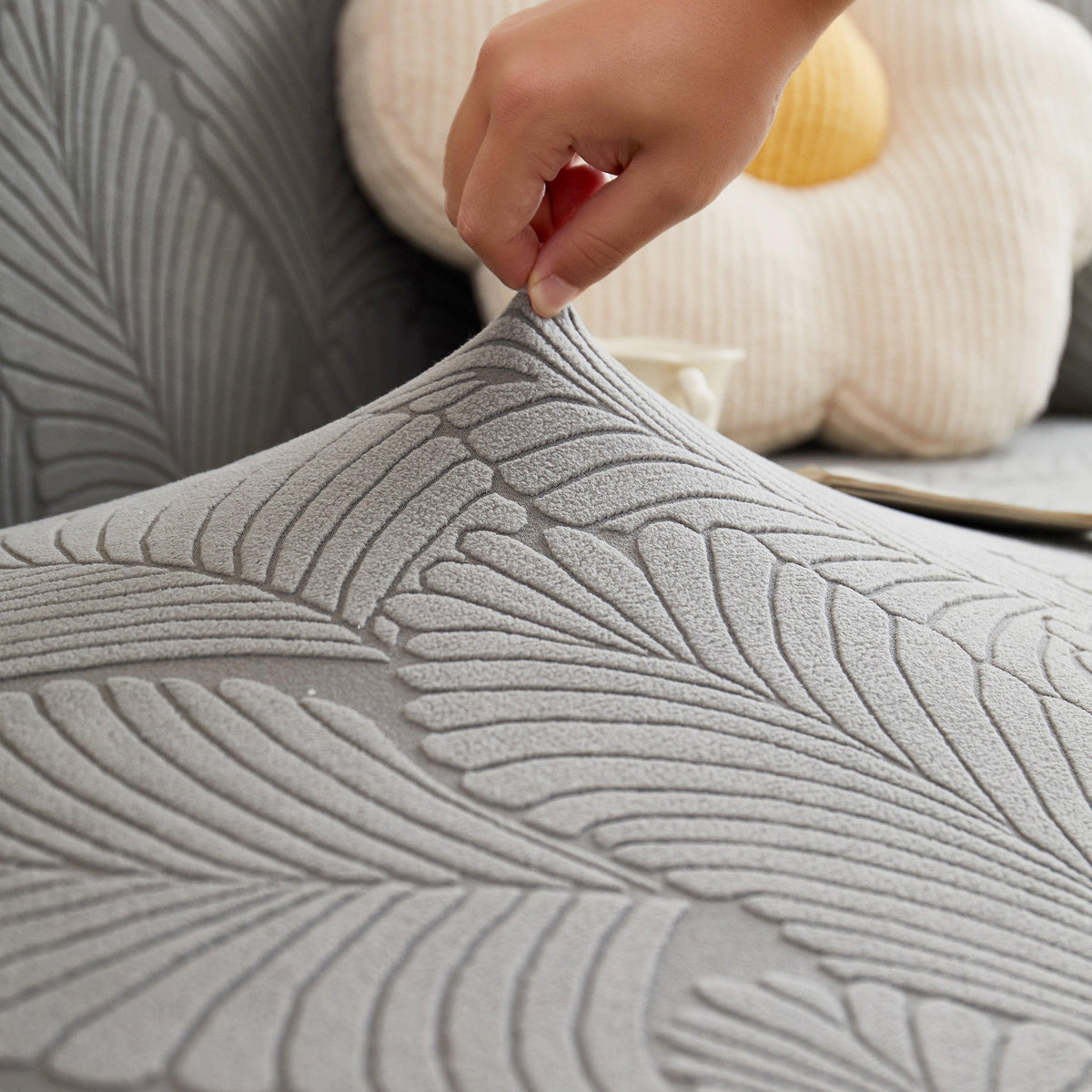 Jacquard Leaf Stretch Sofa Protector Cover Soft Washable Spandex Couch Slipcover