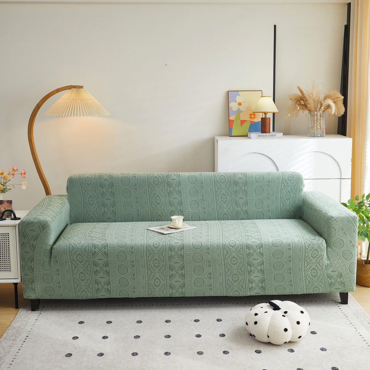 Embossed Geometric Elastic Sofa Cover Boho Stylish Decorative Furniture Covers