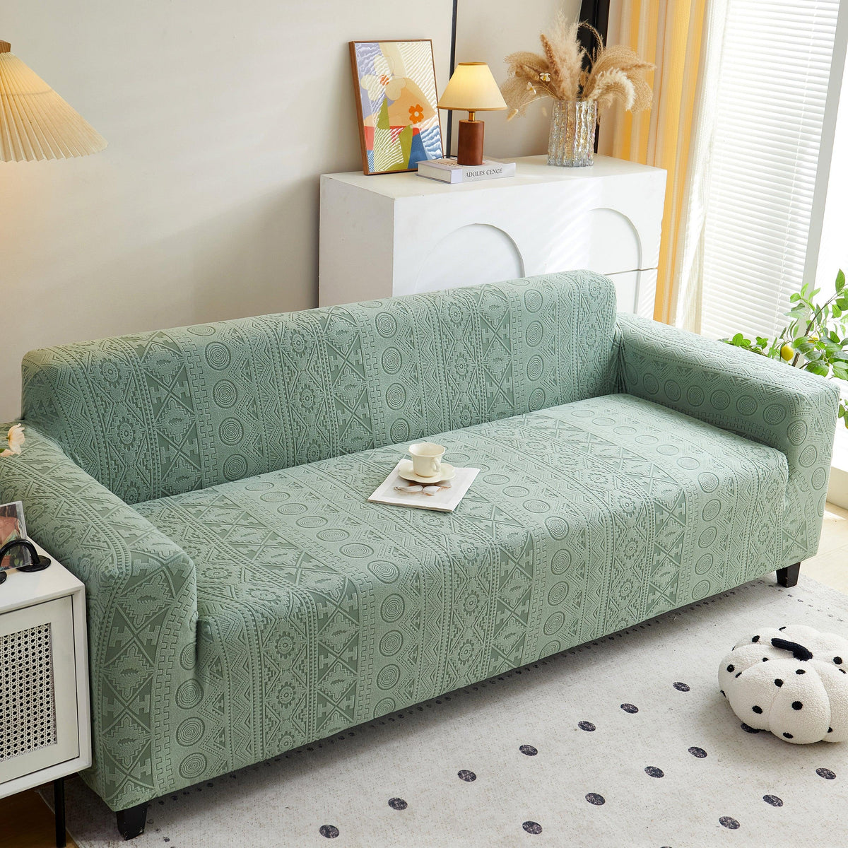Embossed Geometric Elastic Sofa Cover Boho Stylish Decorative Furniture Covers
