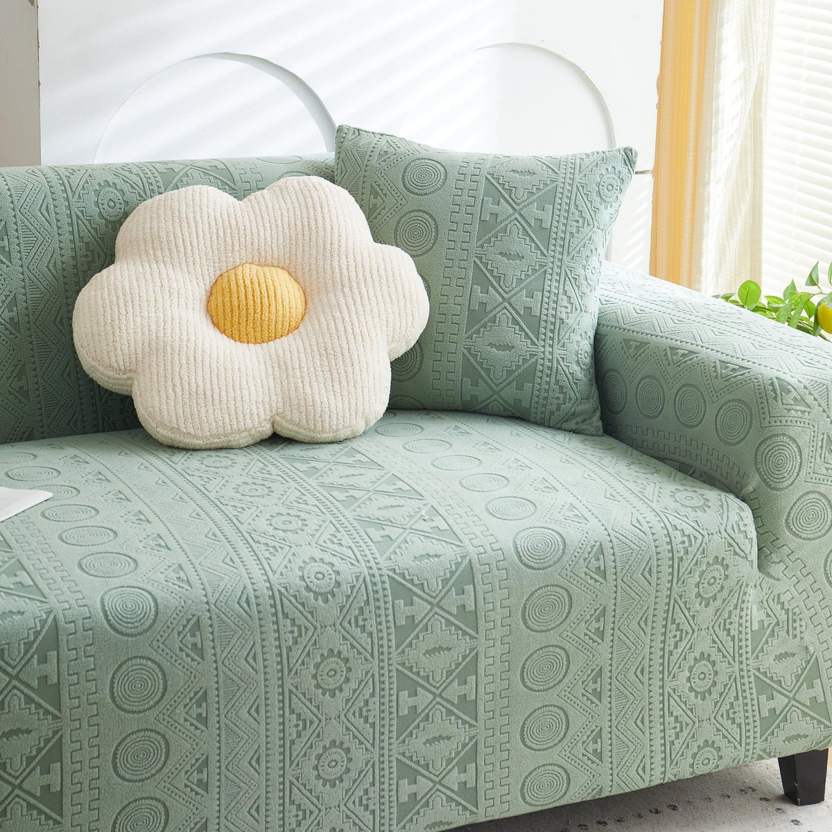 Embossed Geometric Elastic Sofa Cover Boho Stylish Decorative Furniture Covers