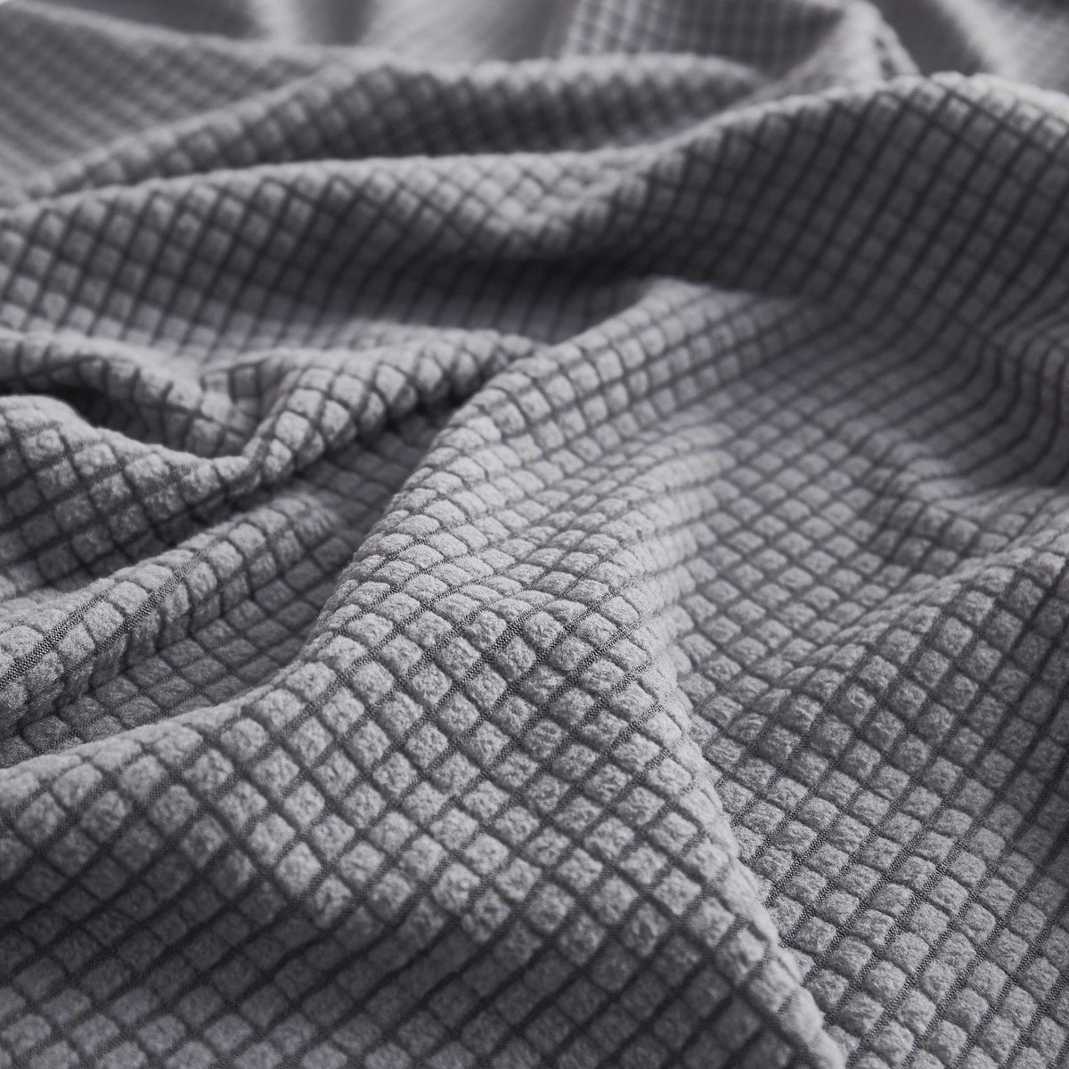 Grid Textured Stretch Sofa Cover, Soft Elastic Slipcover for Couch Protection