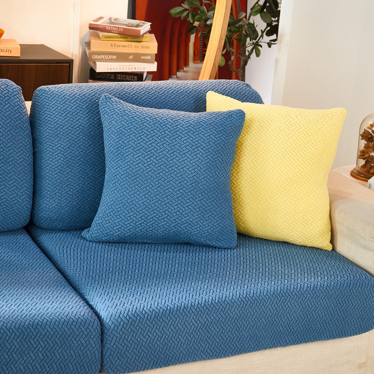 High Stretch Separate Cushion Covers Sofa Slipcover for L-Shaped Sectional Couch