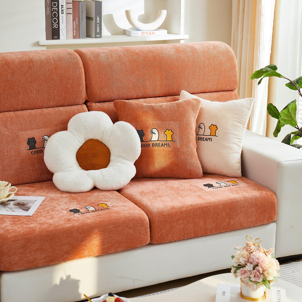Super Stretch Seat Cushion/Couch Slipcover, Solid Couch Cushion Covers Washable Furniture Protector