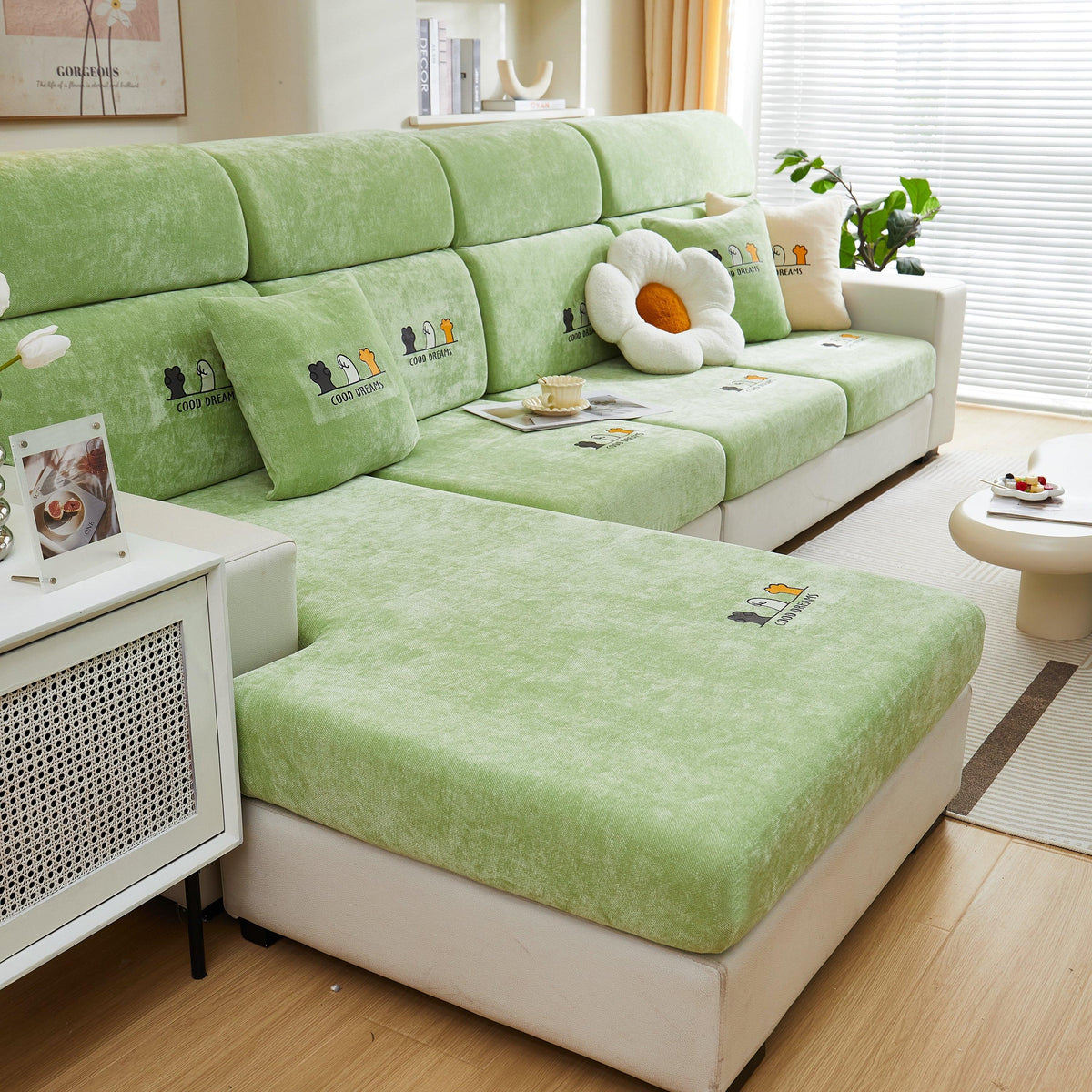 Super Stretch Seat Cushion/Couch Slipcover, Solid Couch Cushion Covers Washable Furniture Protector