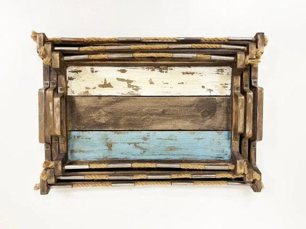 Rusty Wood ServingTray with Metal handle set of 3pcs - Gifts for You 'n Me