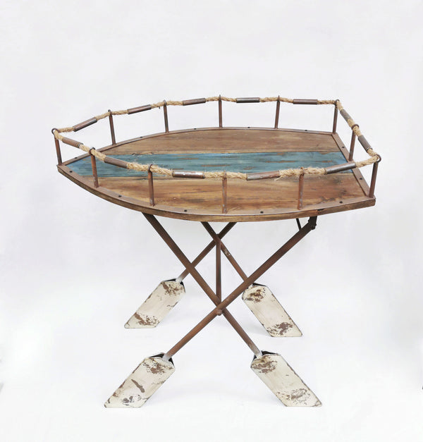 Rusty wood Boat shaped console table