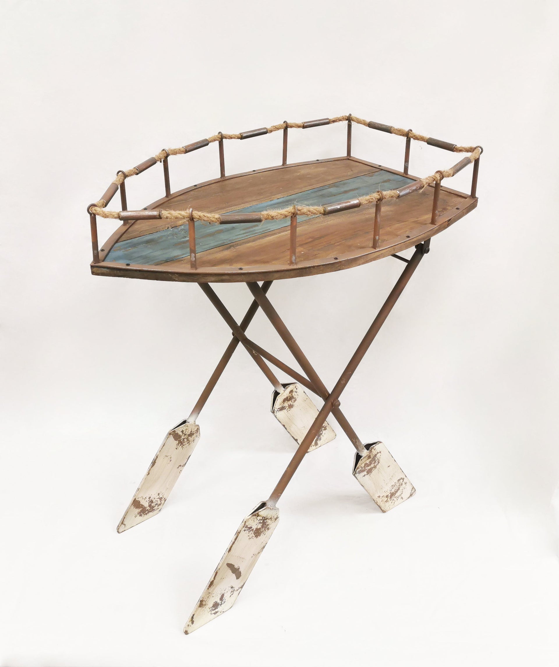 Rusty wood Boat shaped console table