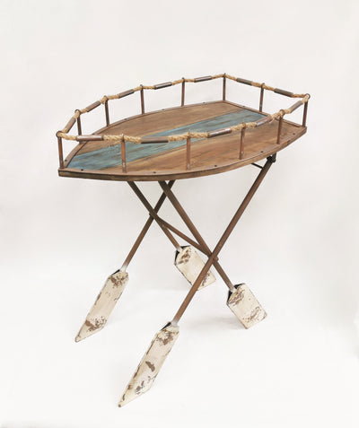 Rusty wood Boat shaped console table