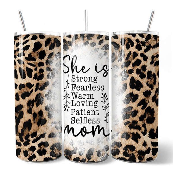 Mother's Day Quote 20oz Personalized Tumbler With Lid and Stainless Steel Straw, Leopard Print Mom Appreciation Gift Cup