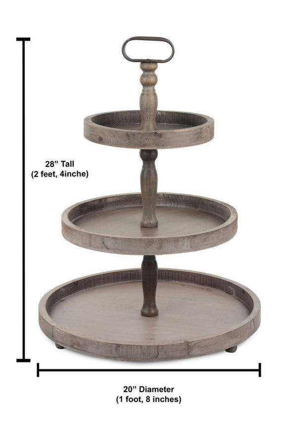 Rustic Recycled Pine 3-Tier Round Display