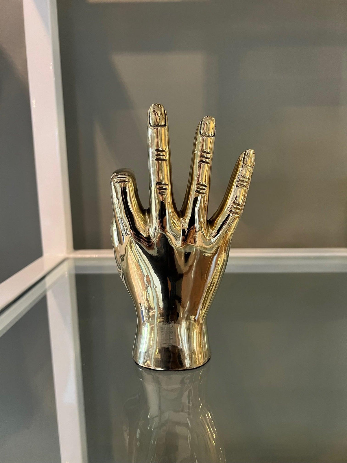 W. C. or Wildcat Hand Sign Sculpture in Brass