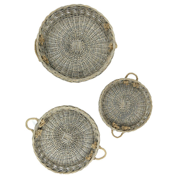 XLarge Round Willow Serving Trays - Set of 3