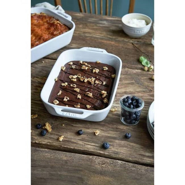 2 Piece Ceramic Stoneware Bakeware Casserole Dish Set in White