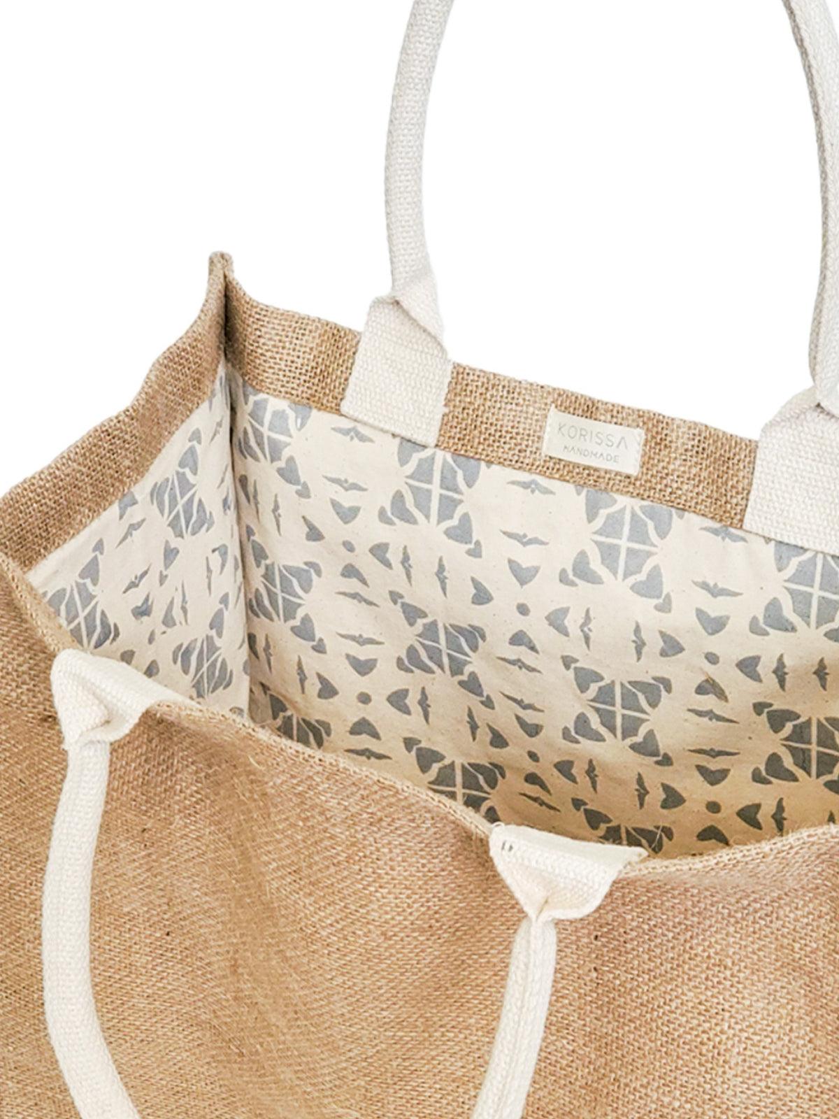 Jute Canvas Gift Bag With Pompom (L)