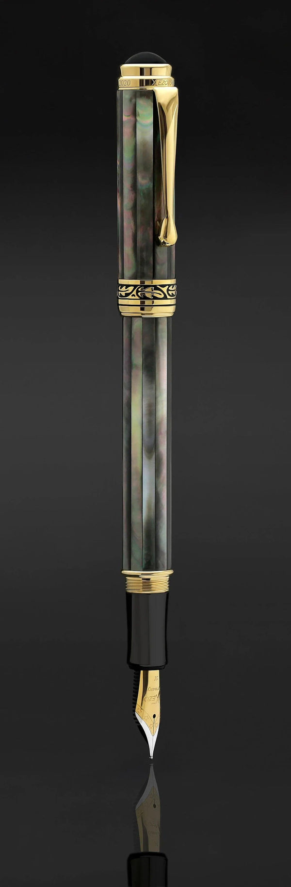 Maestro® 18K Gold Plated Fountain Pen (Medium Nib) - Tahitian Black Mother of Pearl - Gifts for You 'n Me