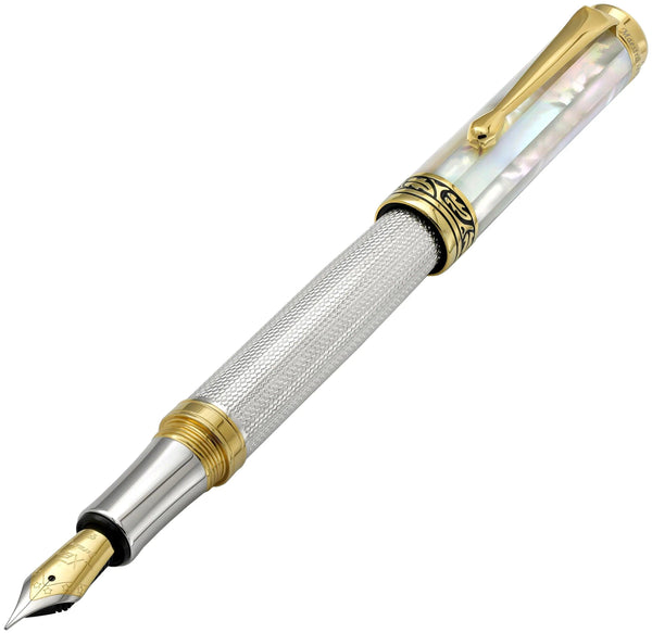 Maestro® 925 Sterling Silver Fountain Pen (Fine Nib) - White Mother of Pearl Cap - Gifts for You 'n Me