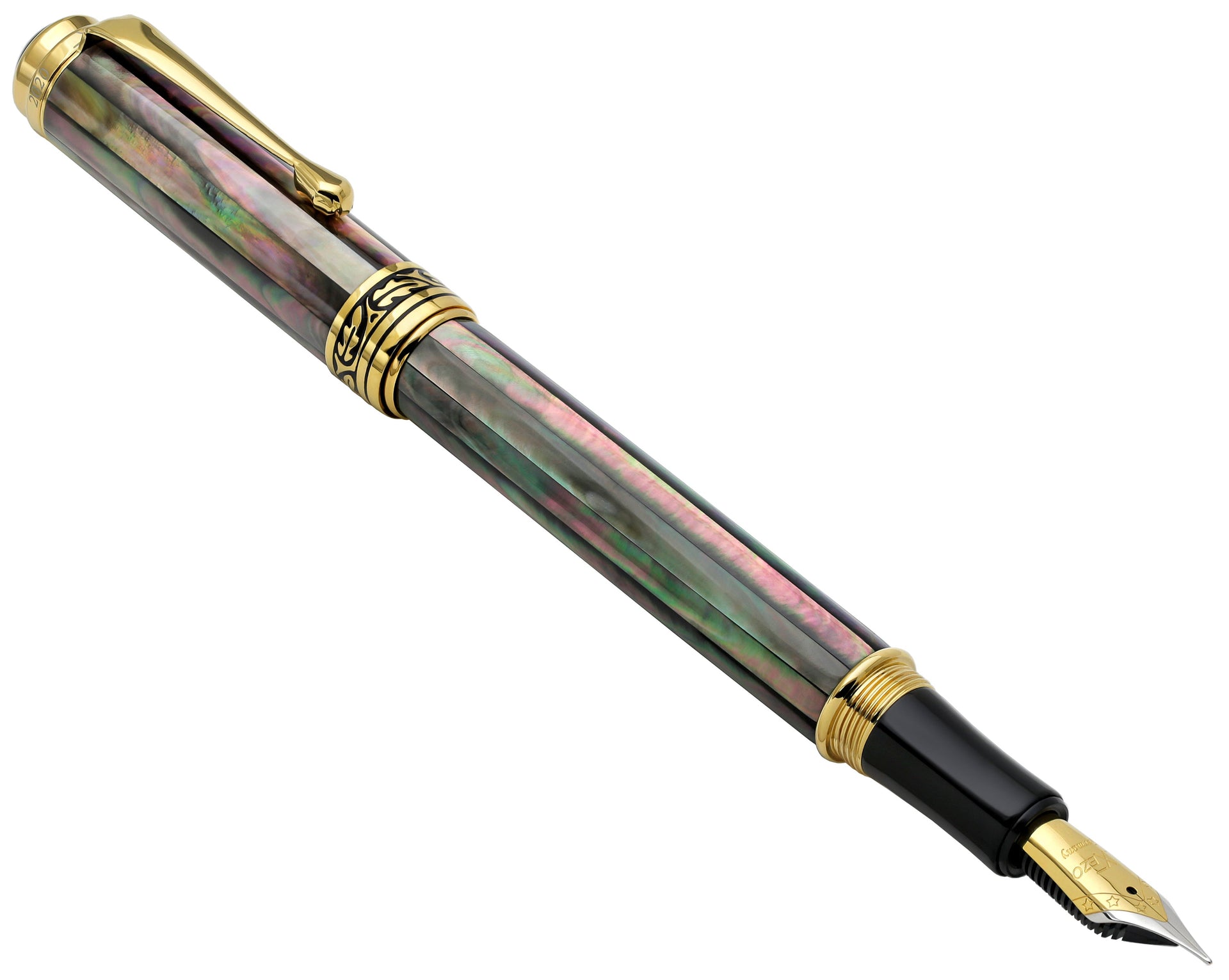 Maestro® 18K Gold Plated Fountain Pen (Medium Nib) - Tahitian Black Mother of Pearl