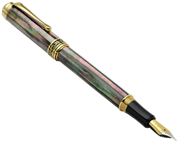 Maestro® 18K Gold Plated Fountain Pen (Medium Nib) - Tahitian Black Mother of Pearl - Gifts for You 'n Me