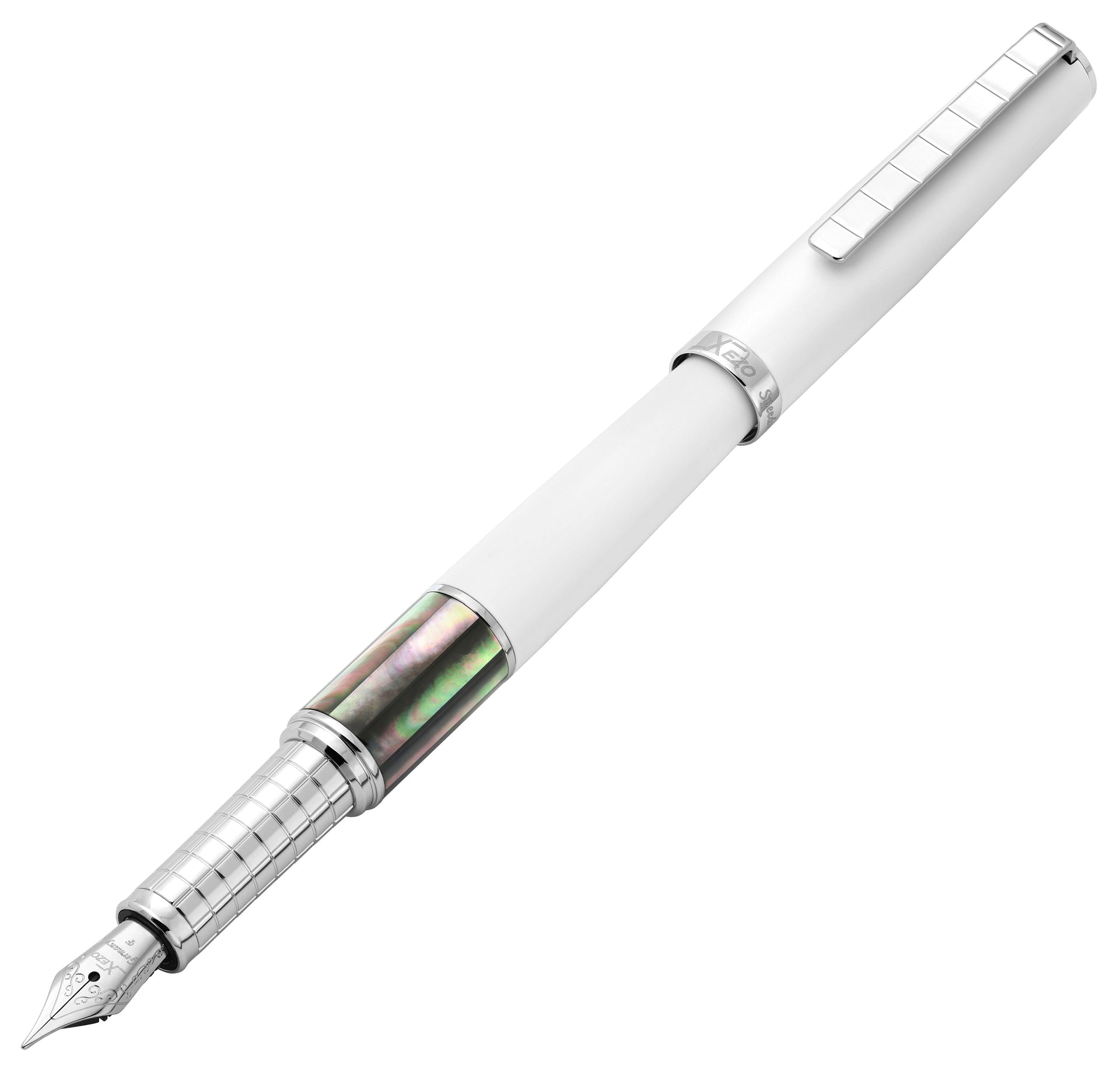 Xezo Speedmaster™ Tahitian Black Pearl White Fine Fountain Pen
