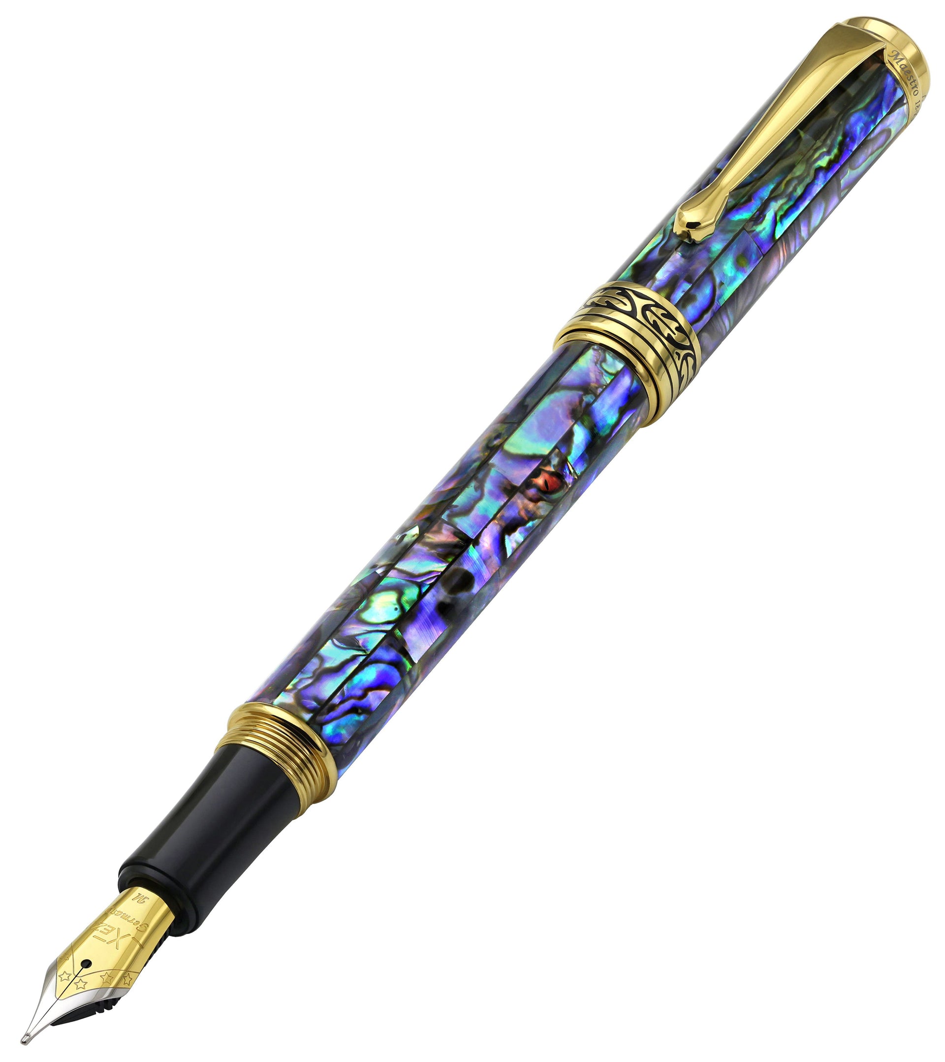 Maestro® Paua Abalone Sea Shell Fountain Pen (Medium Nib) - 18K Gold Plated