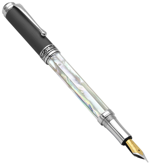 Maestro® Oceanic White Mother of Pearl Fountain Pen (Fine Nib) - DLC (Diamond-Like Coating) PVD Cap