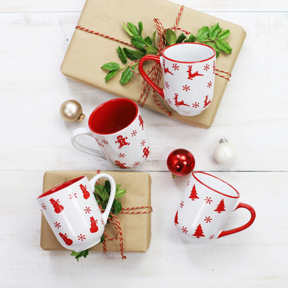 Winterfest 4 Piece Assorted Holiday Motifs Mug Set