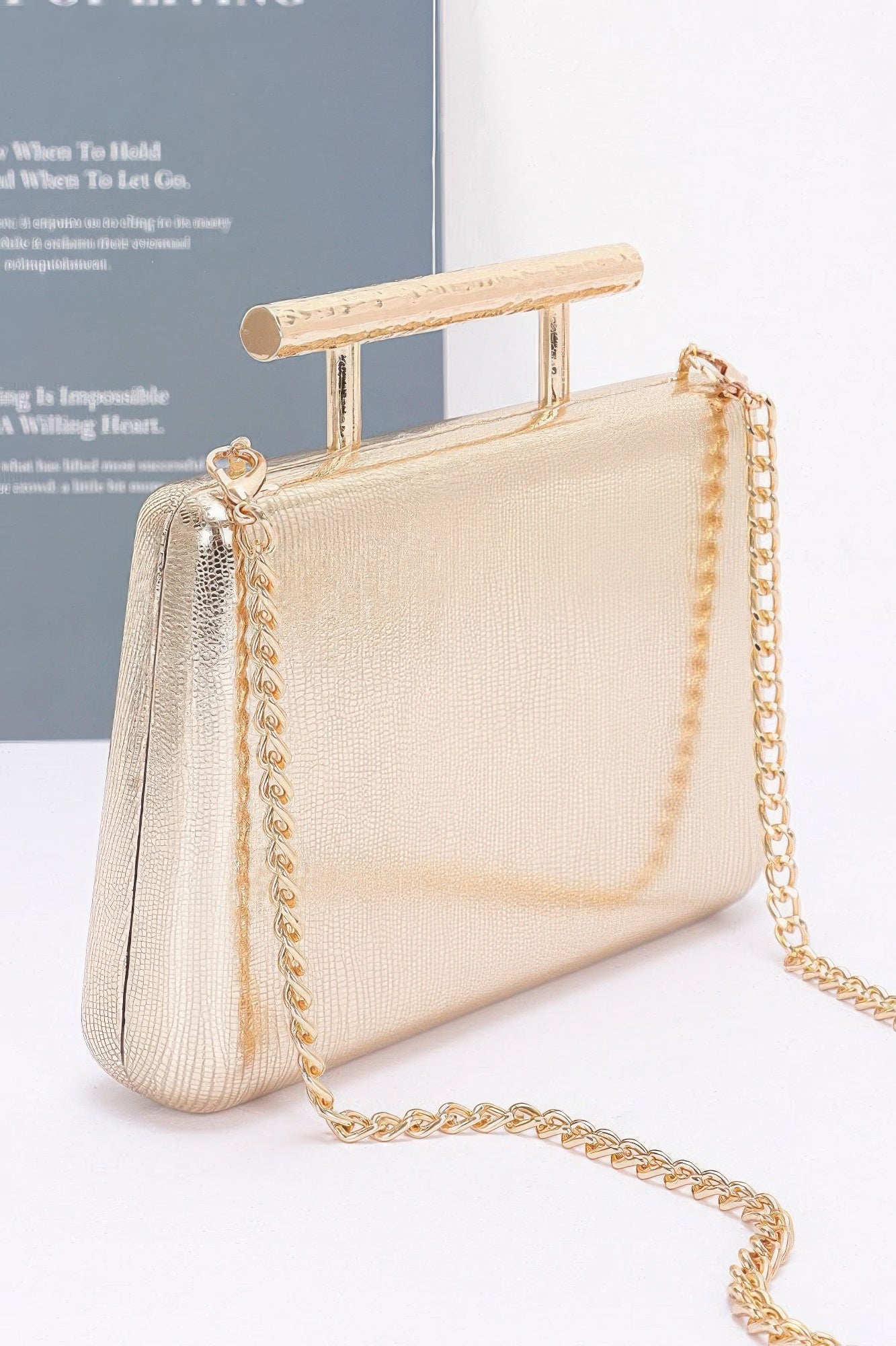 Metal Handle Top Case Clutch