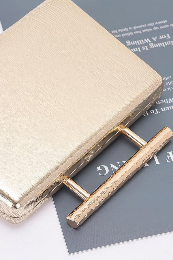 Metal Handle Top Case Clutch