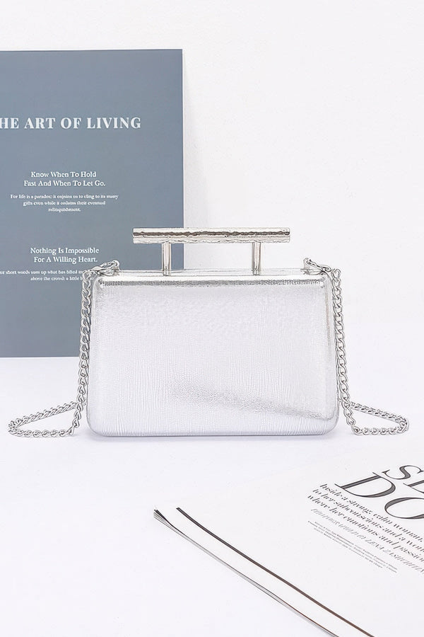 Metal Handle Top Case Clutch