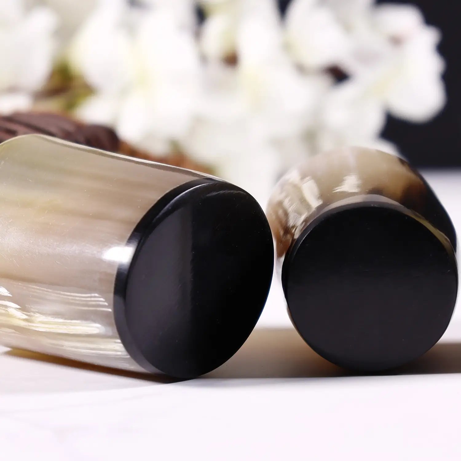 Horn Whiskey Shot Glasses Pack 2 - Holds Upto 6.5 oz, Natural