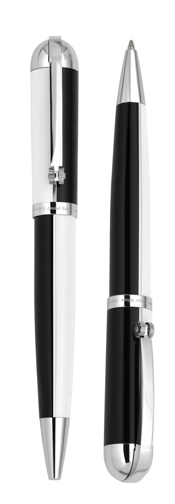 Visionary® Brass & Aluminum Enameled Ballpoint Pen - Black / White - Gifts for You 'n Me