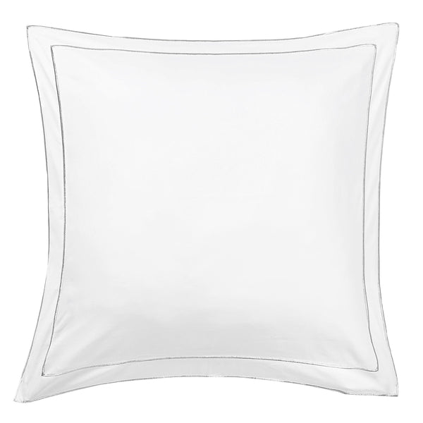 600 Thread Count Framed Sateen Embroidered Cotton Euro Sham Pair