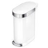 White 12-Gallon Narrow Kitchen Trash Can with Easy Step-on Lid