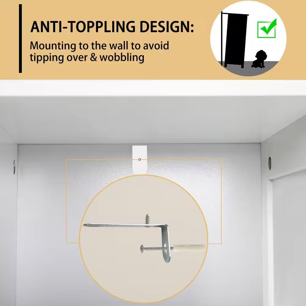 Modern Farmhouse 4-Drawer Bathroom Linen Cabinet in White Wood Finish