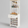 White/Natural Wine Bottle & Glass Rack Cabinet Bar Storage