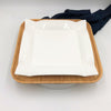 Square Bamboo And Fine Porcelain Contemporary Dinnerware Set
