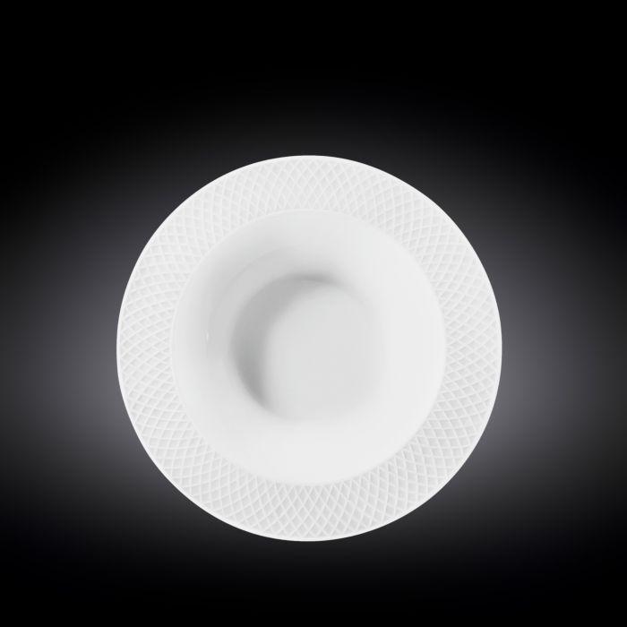 White Porcelain Deep Plate With Embossed Wide Rim 9