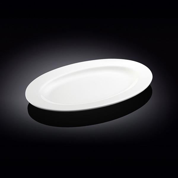 Set Of 3 Professional Rolled Rim White Oval Plate / Platter 12