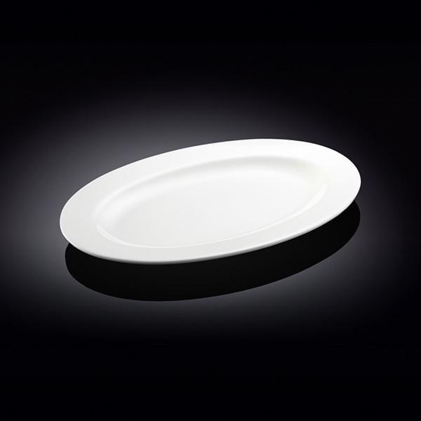 Set Of 3 Professional Rolled Rim White Oval Plate / Platter 12
