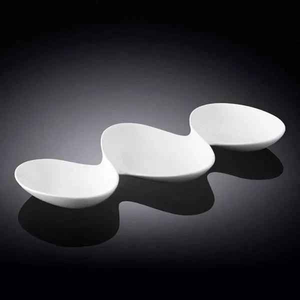 White Divided Sauce Dish 14.5