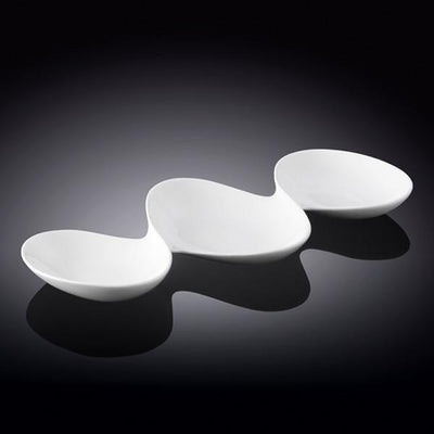 White Divided Sauce Dish 14.5