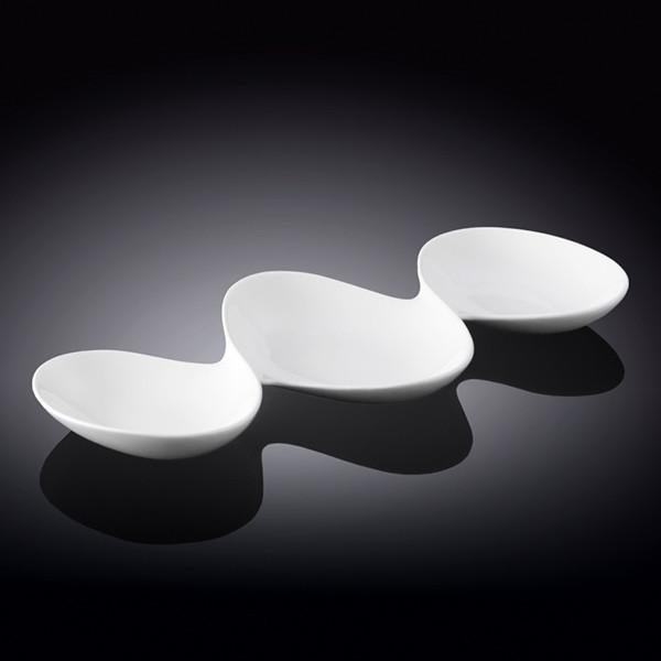 White Divided Sauce Dish 14.5