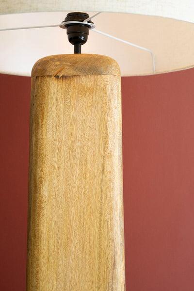 WOODEN FLOOR LAMP  WITH FABRIC SHADE