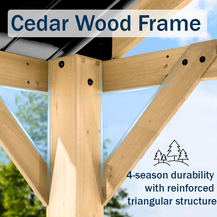 Shade N' Shelters 12' x 14' Cedar Falls Wood Hardtop Pavilion Style Gazebo