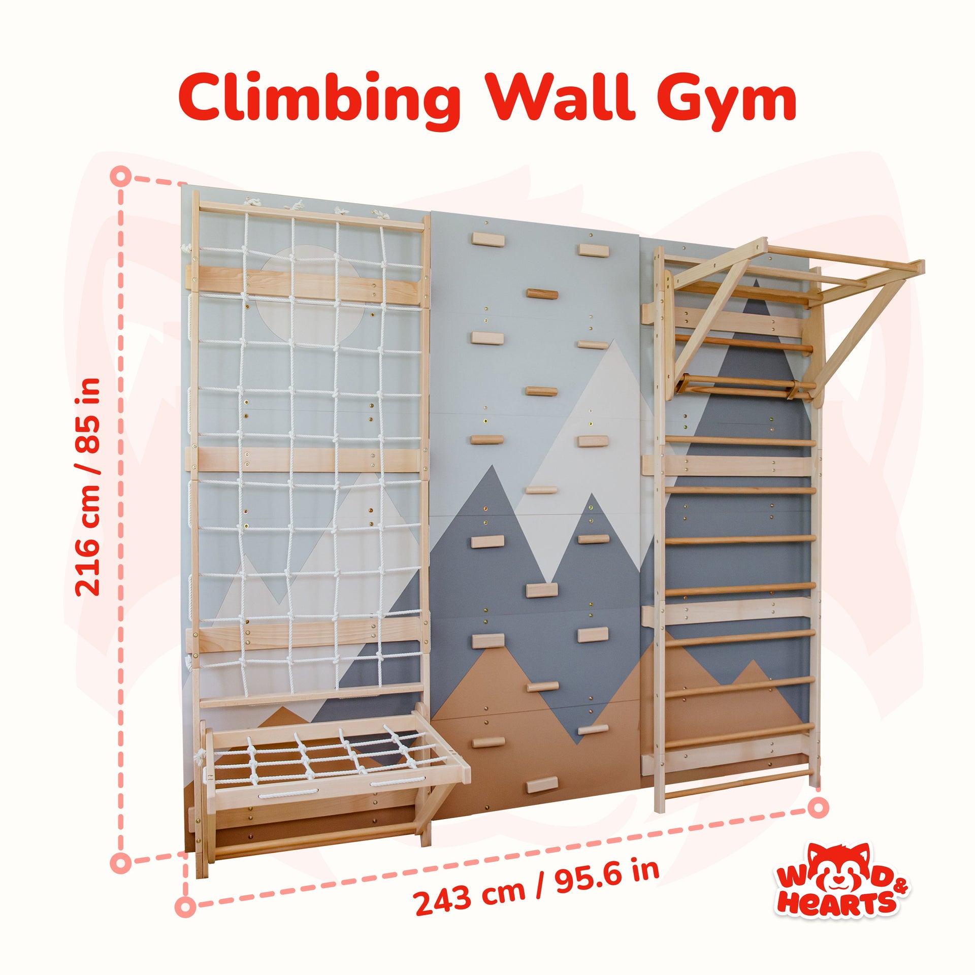 Kids Swedish Ladder Wall Gym 7-in-1 Bundle