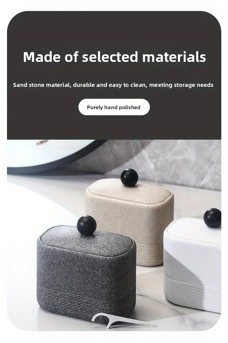 Wabi-Sabi Minimalist Japanese Bathroom Organizer - Elegant Dustproof Storage Box with Lid, Swab Case - Dust-Proof Lid, Compact Vanity Organizer for Bathroom, Living Room, Office - Ideal Christmas Gift for Women, Men, Friends